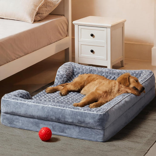 WNPETHOME Orthopedic Washable XL Dog Bed for Senior Dog Cozy Sleep | Extra Large Waterproof Big Soft Dog Couch Sofa Bed for Dogs Relax with Removable Cover Supportive Pet Bed Grey 42x30 Inch