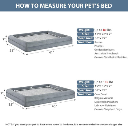 WNPETHOME XXL Extra Large Orthopedic for Senior Dog BedComfy Sleeping | Washable Waterproof Dog Couch with Removable Cover, Large Pet Sofa Bed with Bolster Sides for Relaxing Grey 45x35 Inch