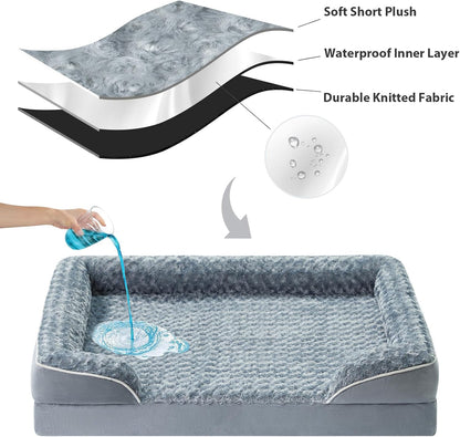WNPETHOME Orthopedic Washable Dog Bed Large for Senior Dog Cozy Sleep | Waterproof Big Soft Dog Couch Sofa Bed for Dogs Relax with Removable Cover Supportive Comfort Pet Bed Grey 36x27 Inch