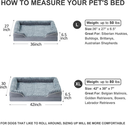 WNPETHOME Orthopedic Washable Dog Bed Large for Senior Dog Cozy Sleep | Waterproof Big Soft Dog Couch Sofa Bed for Dogs Relax with Removable Cover Supportive Comfort Pet Bed Grey 36x27 Inch