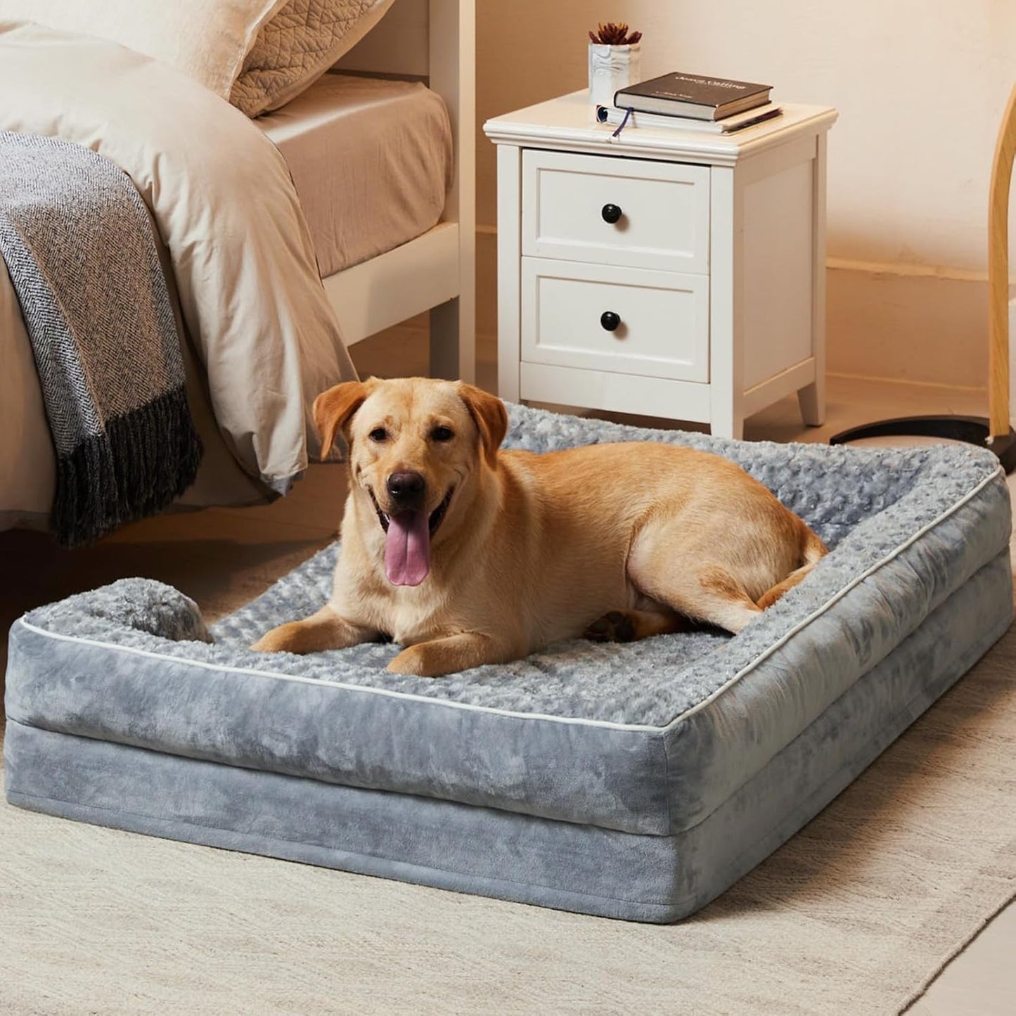 WNPETHOME Orthopedic Washable XL Dog Bed for Senior Dog Cozy Sleep | Extra Large Waterproof Big Soft Dog Couch Sofa Bed for Dogs Relax with Removable Cover Supportive Pet Bed Grey 42x30 Inch